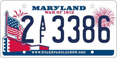 MD license plate 2AF3386