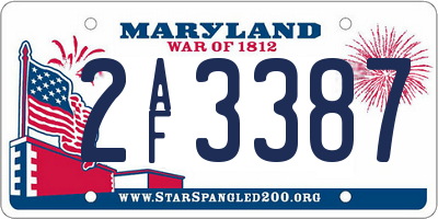 MD license plate 2AF3387