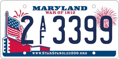 MD license plate 2AF3399