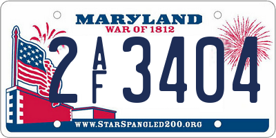MD license plate 2AF3404