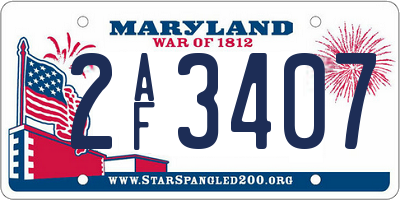 MD license plate 2AF3407
