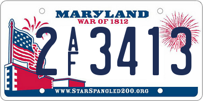 MD license plate 2AF3413