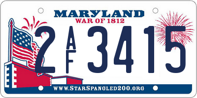 MD license plate 2AF3415