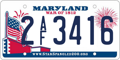 MD license plate 2AF3416