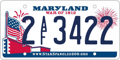 MD license plate 2AF3422