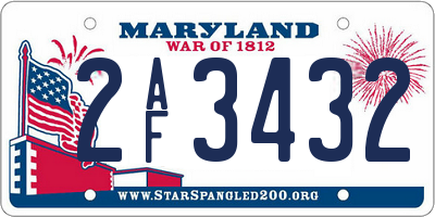 MD license plate 2AF3432