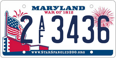 MD license plate 2AF3436