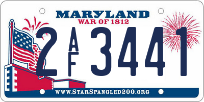 MD license plate 2AF3441