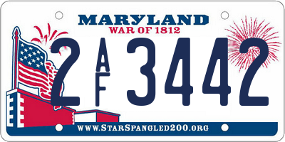 MD license plate 2AF3442