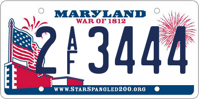 MD license plate 2AF3444