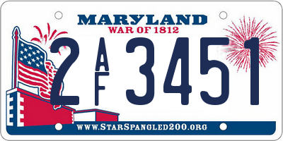 MD license plate 2AF3451