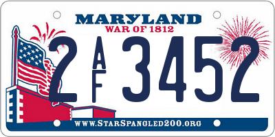 MD license plate 2AF3452