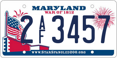 MD license plate 2AF3457
