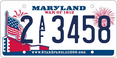 MD license plate 2AF3458