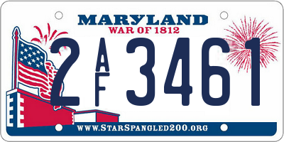 MD license plate 2AF3461