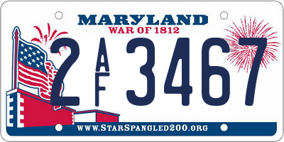MD license plate 2AF3467