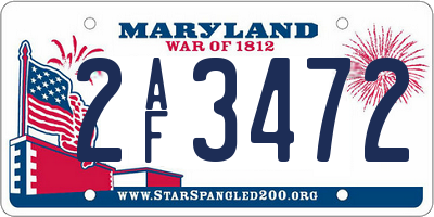MD license plate 2AF3472