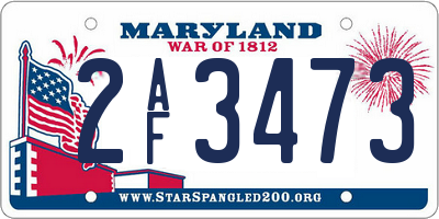 MD license plate 2AF3473