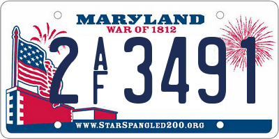MD license plate 2AF3491