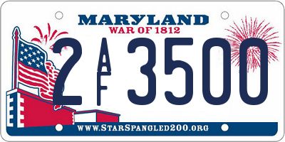 MD license plate 2AF3500