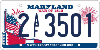 MD license plate 2AF3501