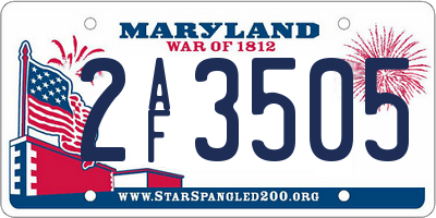 MD license plate 2AF3505