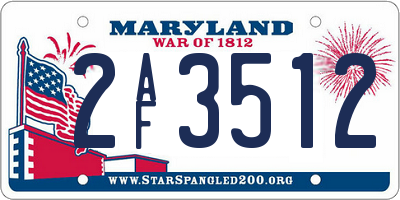 MD license plate 2AF3512