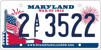 MD license plate 2AF3522