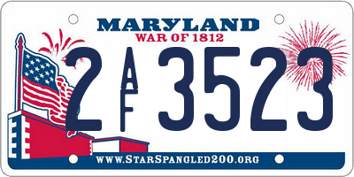 MD license plate 2AF3523