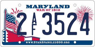 MD license plate 2AF3524
