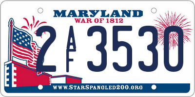 MD license plate 2AF3530