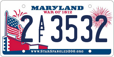 MD license plate 2AF3532