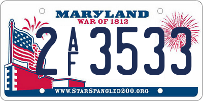 MD license plate 2AF3533