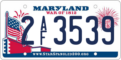 MD license plate 2AF3539