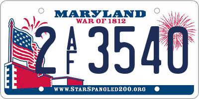 MD license plate 2AF3540