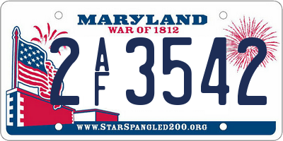 MD license plate 2AF3542