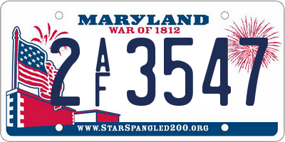 MD license plate 2AF3547