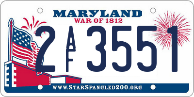 MD license plate 2AF3551