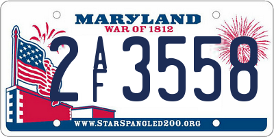 MD license plate 2AF3558