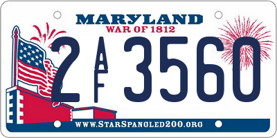 MD license plate 2AF3560