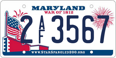 MD license plate 2AF3567