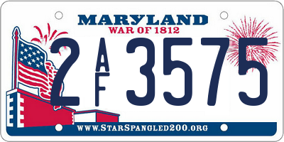 MD license plate 2AF3575