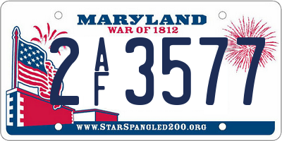 MD license plate 2AF3577