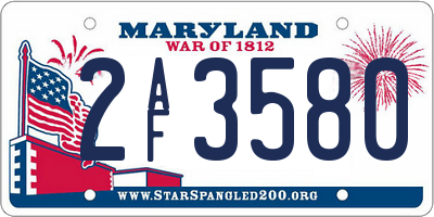 MD license plate 2AF3580