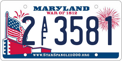 MD license plate 2AF3581
