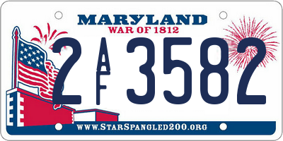 MD license plate 2AF3582