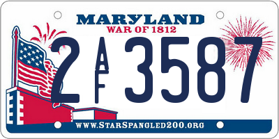 MD license plate 2AF3587