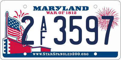MD license plate 2AF3597