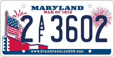 MD license plate 2AF3602
