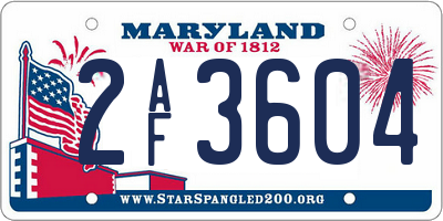 MD license plate 2AF3604